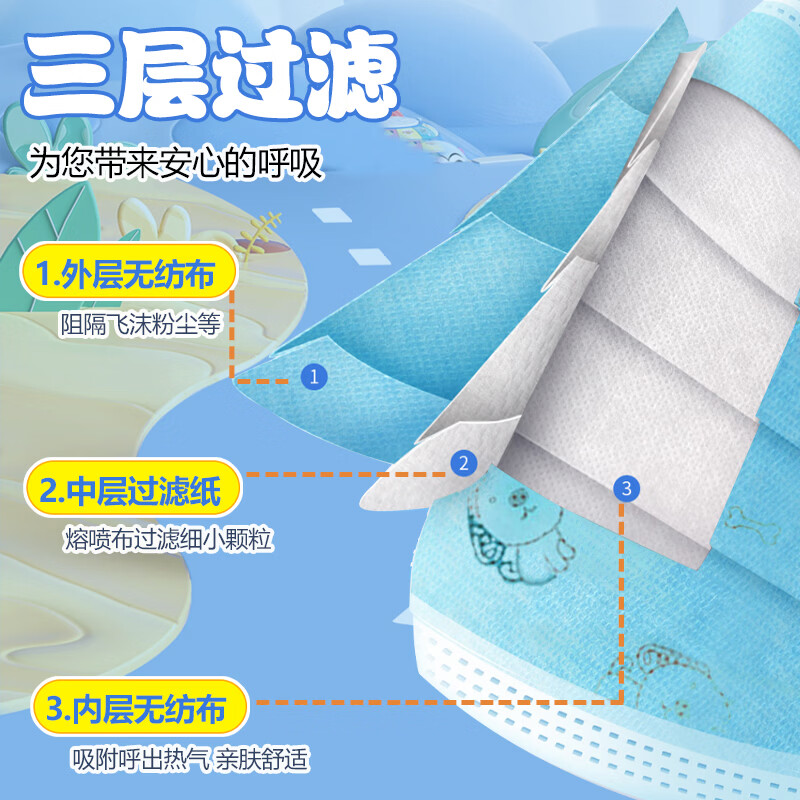 万聚医疗儿童尺寸口罩医用外科灭菌级独立包装儿童学生口罩 50只儿童款医用外科口罩【灭菌独立包装】