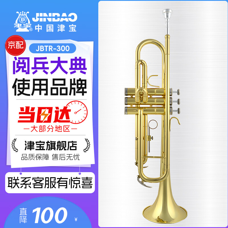 津宝JBTR-300小号乐器降B调儿童初学学生演奏考级漆金西洋吹管乐器