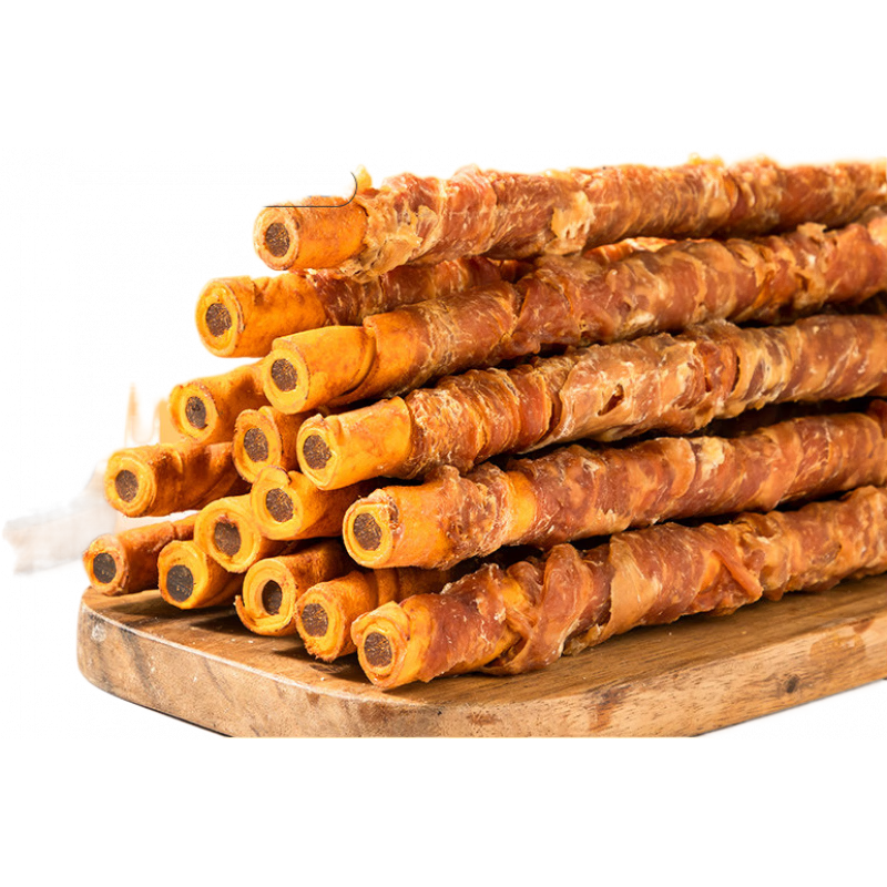 凡可奇狗狗零食磨牙棒牛皮夾心卷大小型犬寵物金毛泰迪耐咬潔齒寵物零食 雞肉牛皮夾心卷【中大型犬適用_約33cm】 210g