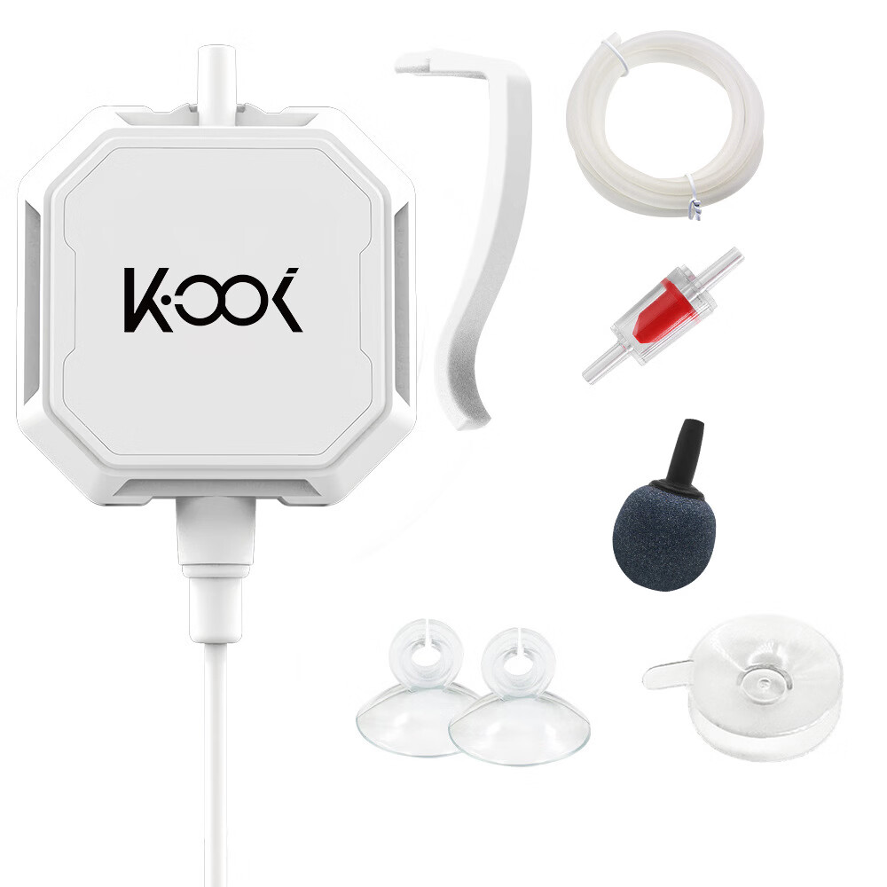 臻的（Zidee）迷你魚缸氧氣泵沖打制充氧機(jī)水族箱充氧泵桌面輕音小型增氧泵 新方形白色+止逆閥+2吸盤（散貨不支持改價(jià)整箱95折