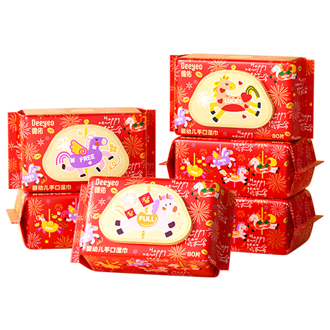 德佑嬰兒手口濕巾80抽6包 尊享65g加厚新生兒濕紙巾擦臉濕巾新年款 