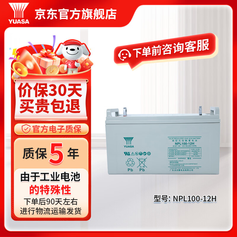 汤浅YUASA NPL系列铅酸免维护蓄电池 12V UPS不间断电源应急电源 NPL 100-12H【下单需咨询客服】