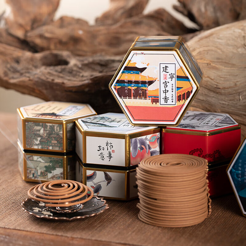 AILUKI沉香熏香盘香檀香中国风崖柏龙涎室内持久安神助睡眠中式香薰礼盒 建宁宫中香【养生香】 【4小时/48单盘】