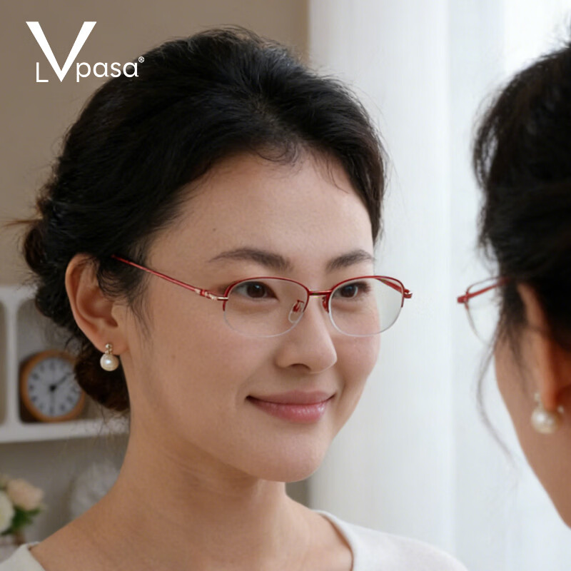 LVPASA老花镜时尚年轻女超轻型老人减龄洋气新款中老年人超轻时尚老花镜 350度防蓝光镜片【建议70-74岁】 赠送眼镜盒+镜布