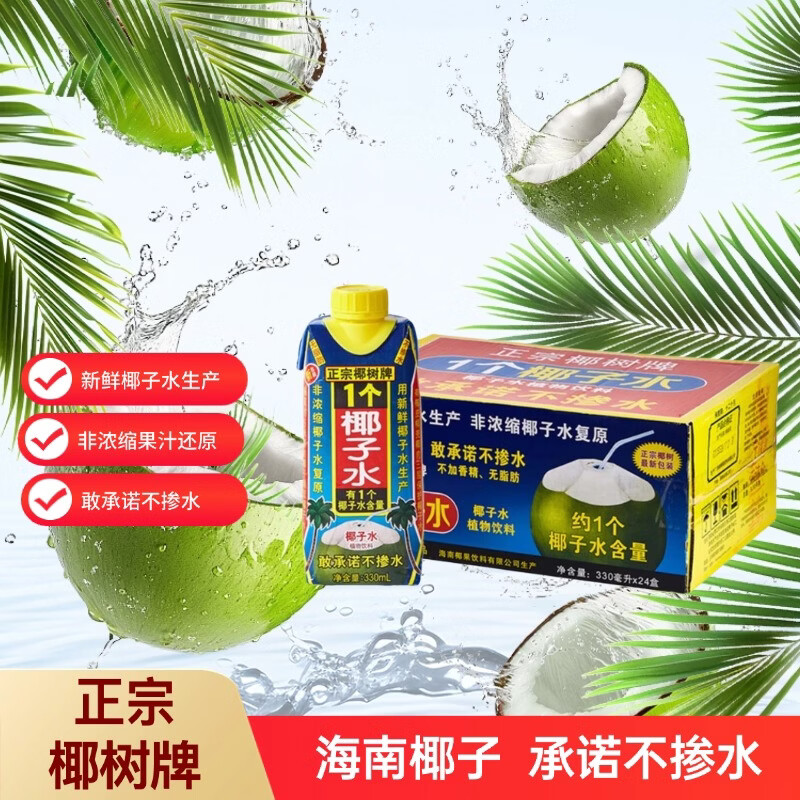 椰树 一个椰子水 330ml*24盒 利乐钻 饮料 正宗海南特产 年货送礼年货