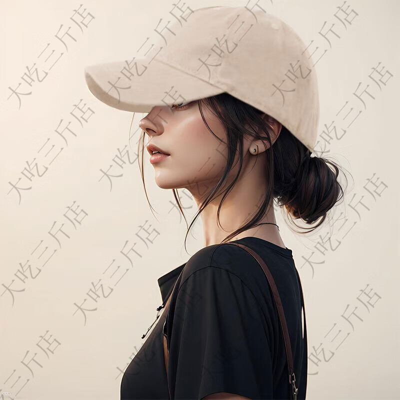 其他的  THE OTHER新款加大加宽棒球帽子女纯色宽檐大头围日系百搭深顶ins鸭舌帽男 Plaincolor黑丨常规帽檐 均码 头围可调节54-60cm