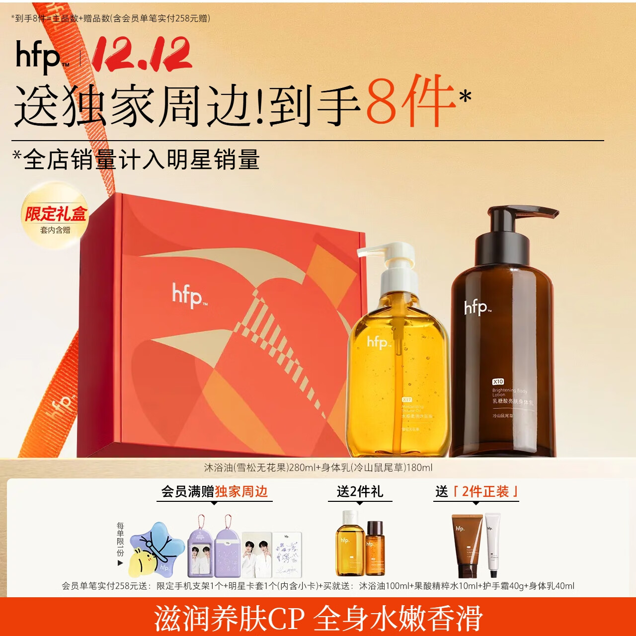 hfp果酸身体乳沐浴油套装礼盒保湿滋润肤高级香氛沐浴露持久留香男女