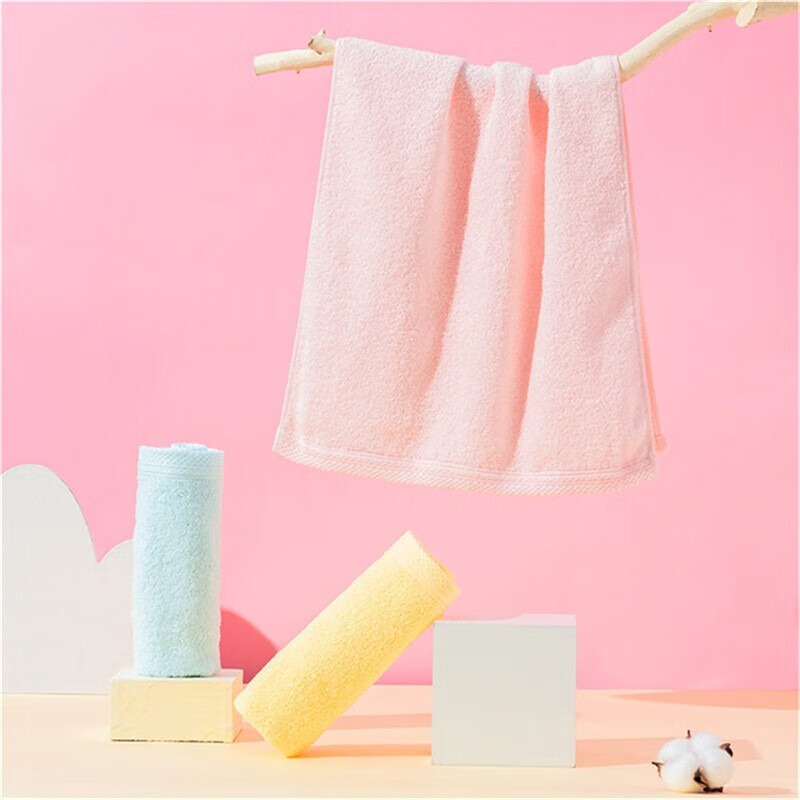 内野（UCHINO）纯棉擦脸巾毛巾加厚面巾全棉刺绣儿童巾3条装A类毛巾4条装TK 全棉素色毛巾（粉/蓝/黄） 3条