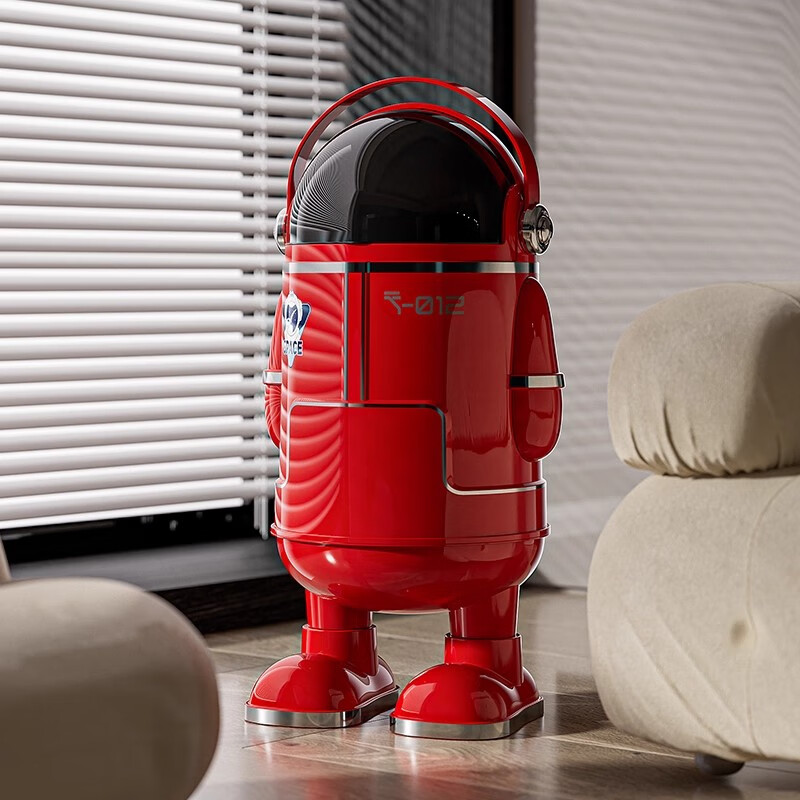 艾仕可（ASCOR）2025新款家用客厅垃圾桶高档轻奢带盖厨房大容量带轮可移动免弯腰 站姿款丨中国红-特大号【内外双桶 超大容量】 揭盖式 18L