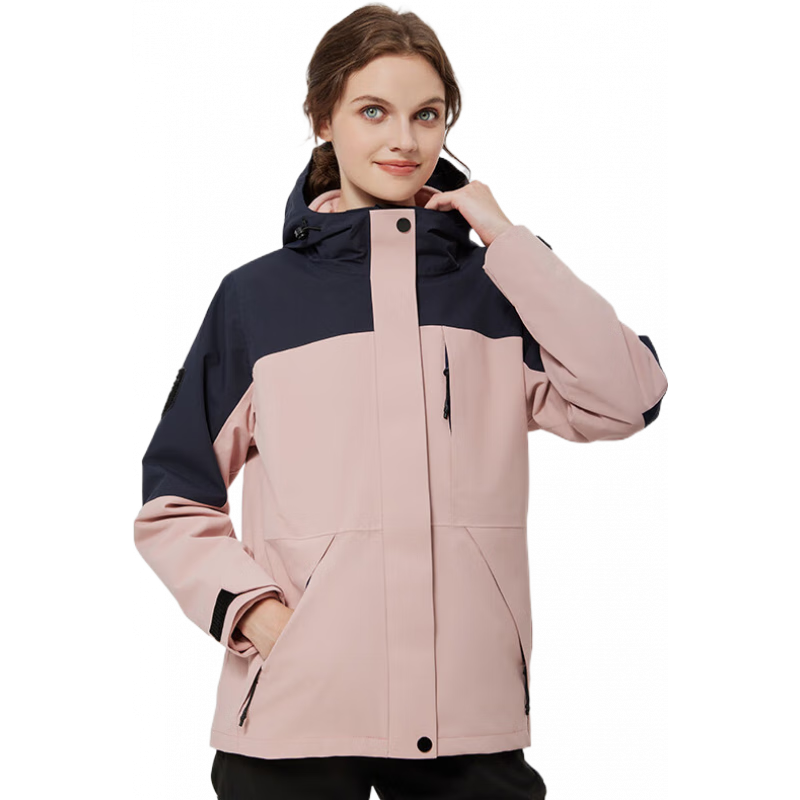 Simboo石墨烯沖鋒衣男女三合一可拆卸兩件套防風(fēng)保暖滑雪服登山服 HS1688粉紅色-女 S