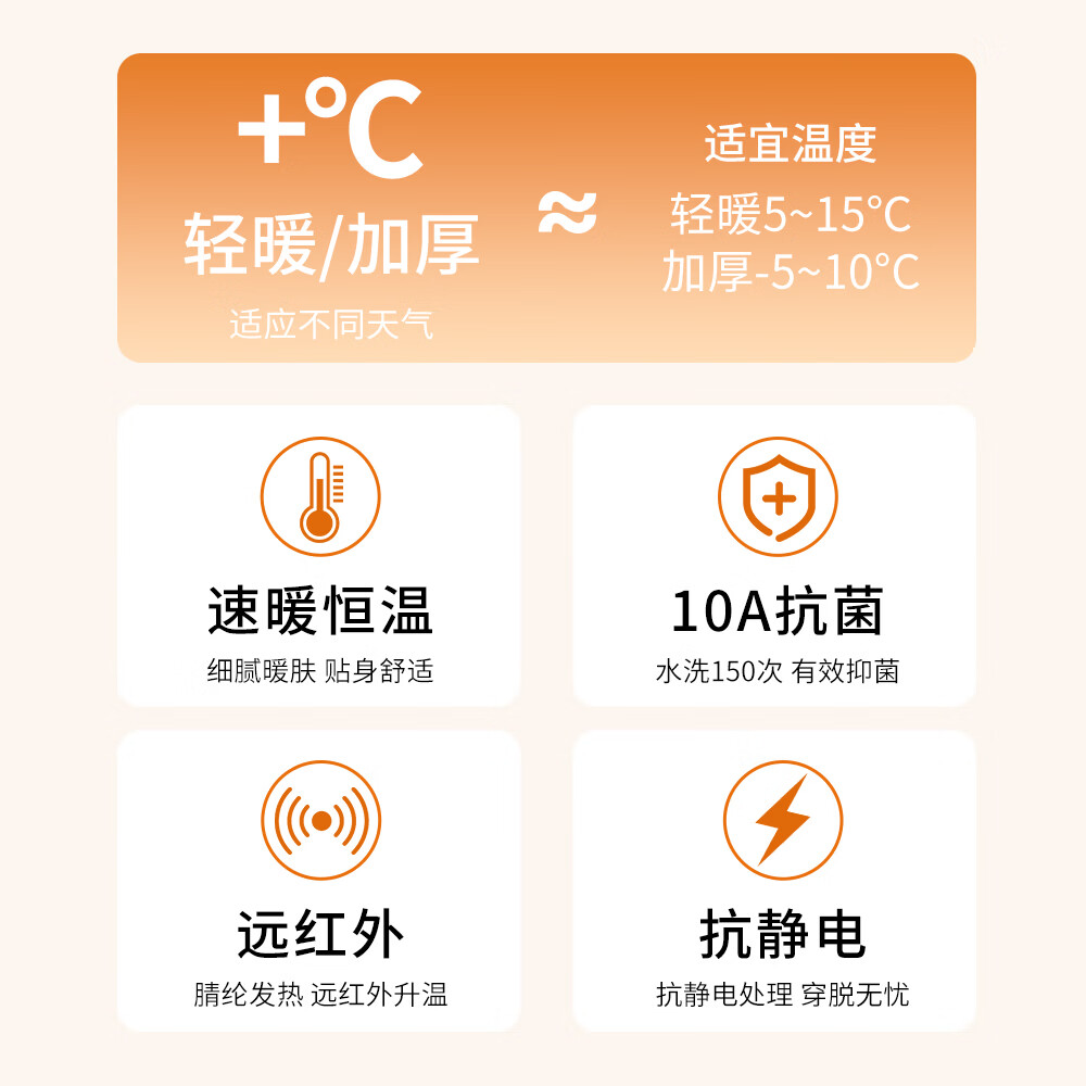 南极人（Nanjiren）女士羊绒蛋白10A抗菌抗静电防螨保暖远红外蓄热保暖内衣套装 圆领-黑色 XL (170) 推荐110-130斤