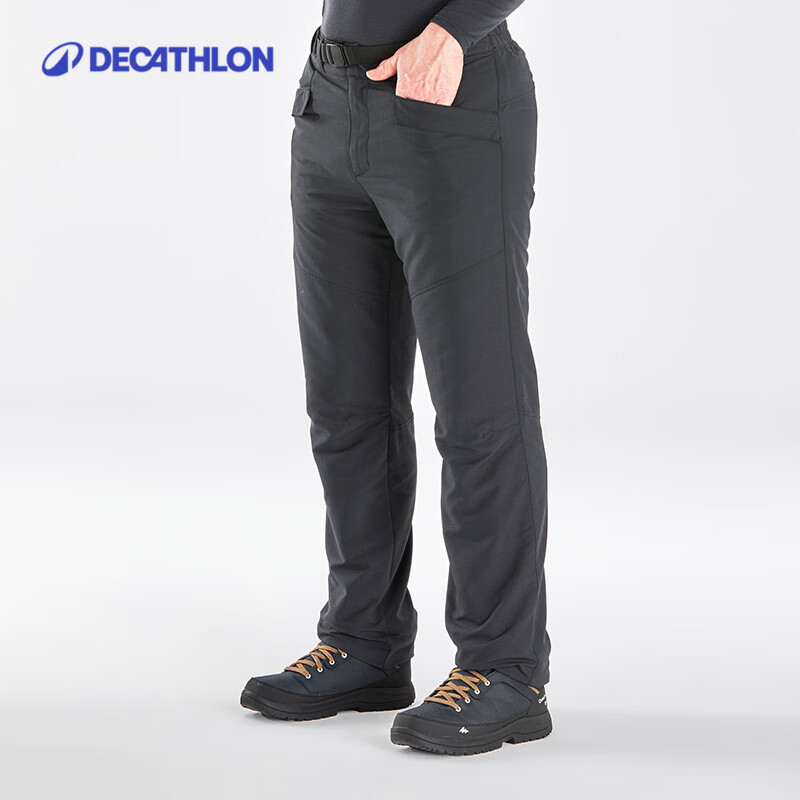 迪卡侬（DECATHLON）保暖抓绒户外徒步软壳裤男加厚加绒防风裤防风防泼水 NH100 碳灰色 38