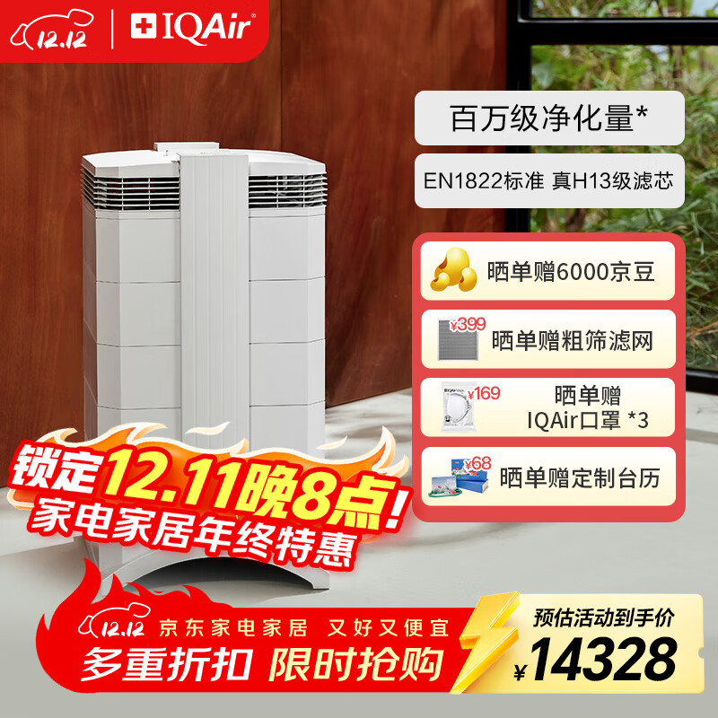 IQAir空气净化器家用除猫狗过敏原宠物毛发除二手烟除雾霾除菌除甲醛 瑞士进口 HP250 XE