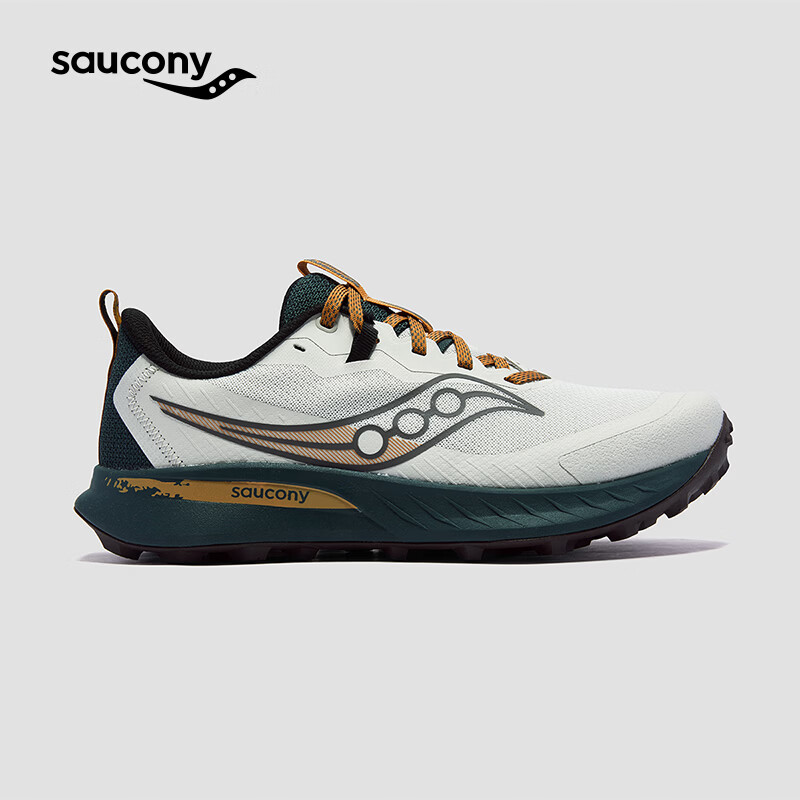 Saucony索康尼PEREGRINE游隼15男女越野防滑跑步鞋户外徒步运动鞋 浅灰军绿550【男款】 42