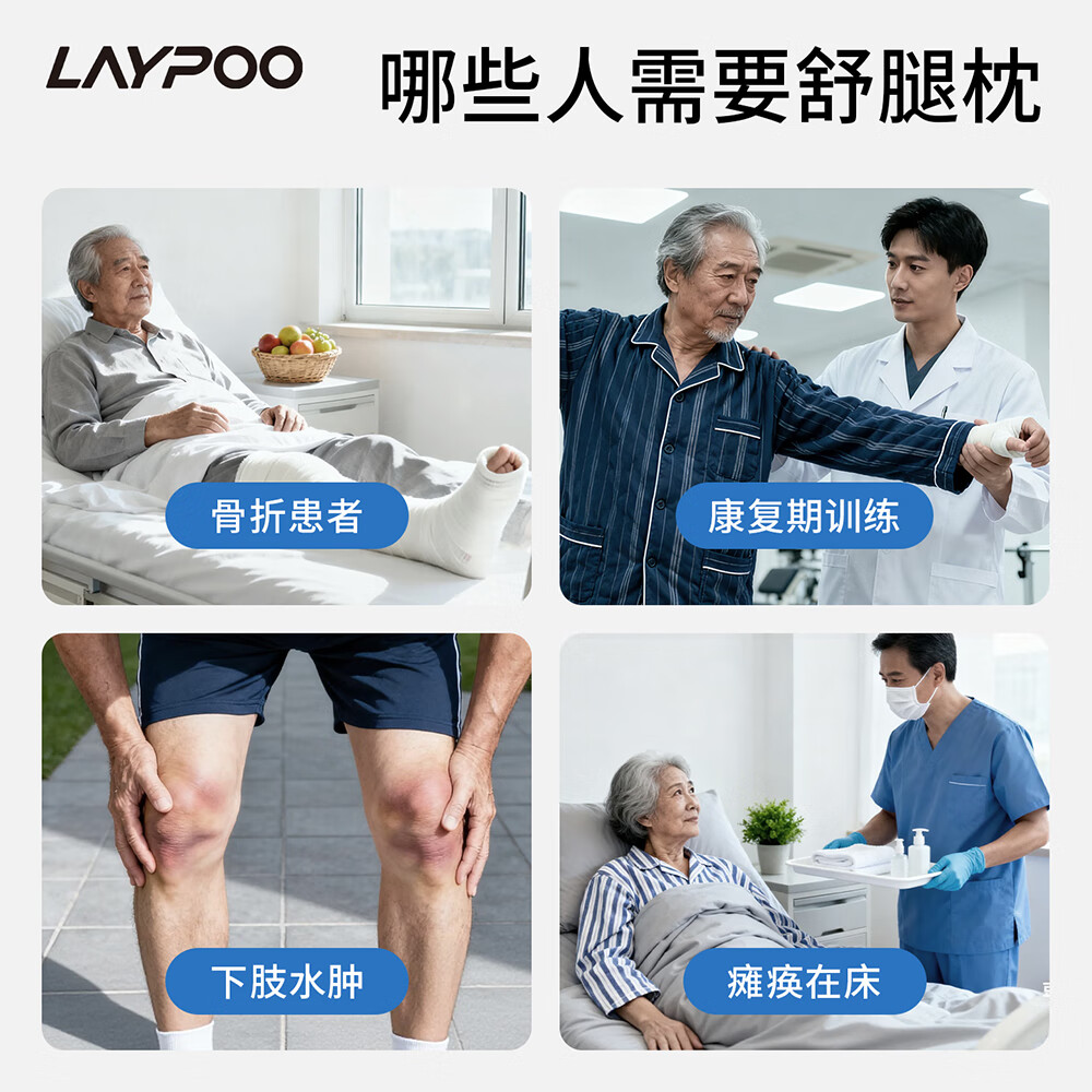 雷博（LAYPOO）旅行垫腿枕便携骨折卧床神器下肢抬高垫腿部术后床上睡觉脚踝消肿 双灰拼色【促进血液回流·舒缓静脉曲张】 无规格