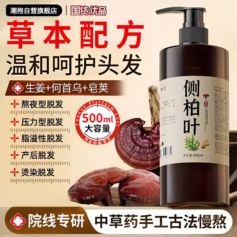 潮抱胖东来同款侧柏叶无硅油纯中药防脱育发洗发水固养发控油金榜第1