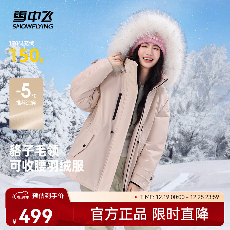 雪中飞新款百搭【大毛领】短款保暖羽绒服抗寒保暖亲肤舒适 粉色|1234 XS /155/80A