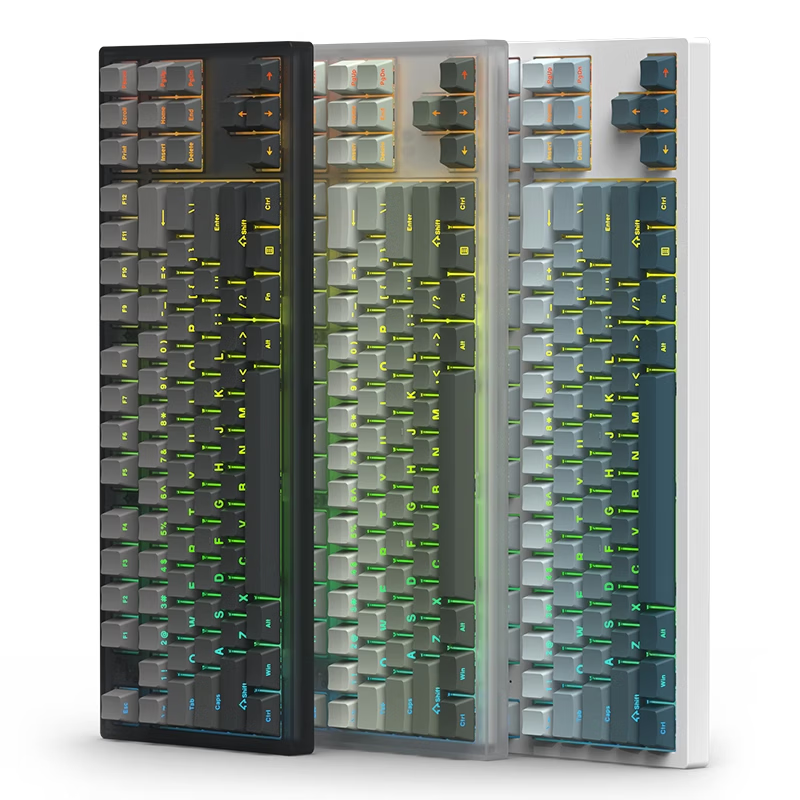 腹灵极昼原厂侧刻键帽机械键盘PBT透光原厂高度渐变68 87 96 104 墨影正刻键帽132键【盒装】