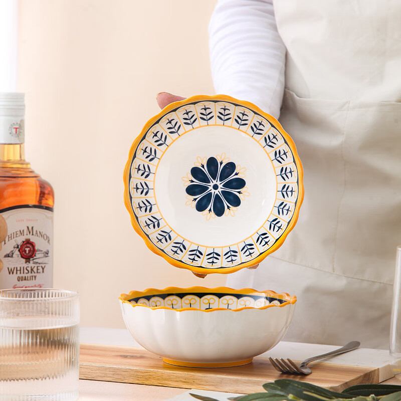 6.25英寸陶瓷碗家用拉面 面泡面 面碗饭碗沙拉碗高颜值米饭碗釉下 6.25寸-绚丽多彩