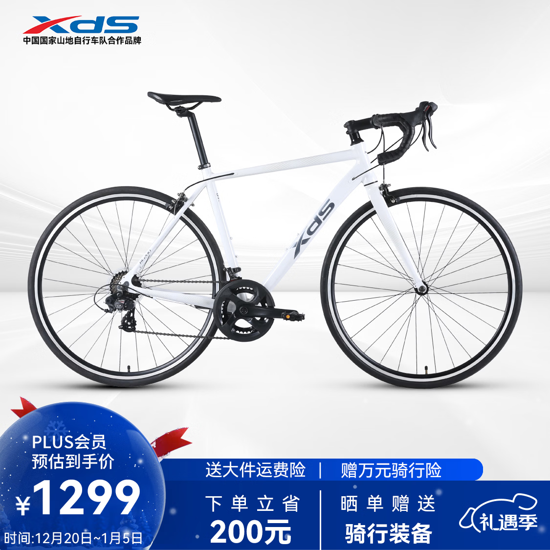 喜德盛公路自行车RC200入门休闲14速变速铝合金车架公路车 2025款RC200 白/灰（咨询客服） 700C*480（建议身高165-175）