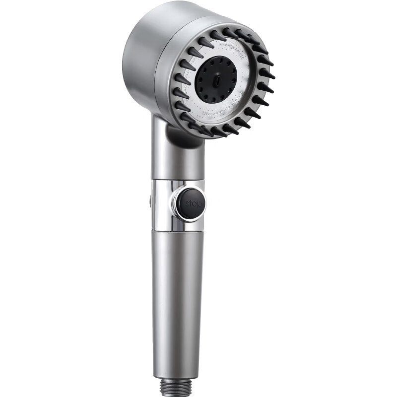 增压花洒喷头超强淋浴洗澡热水器水龙头浴室淋雨手持式加压莲蓬头 枪灰色花洒