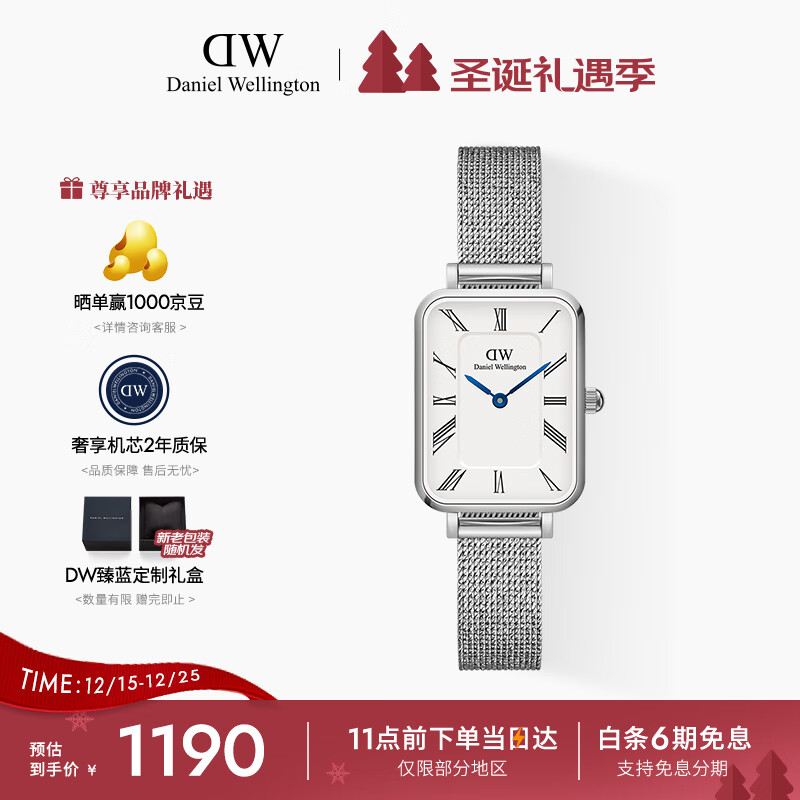 丹尼尔惠灵顿（DanielWellington）DW手表女时尚欧美表小蓝针罗马盘小方表送女友节日礼物DW00100690