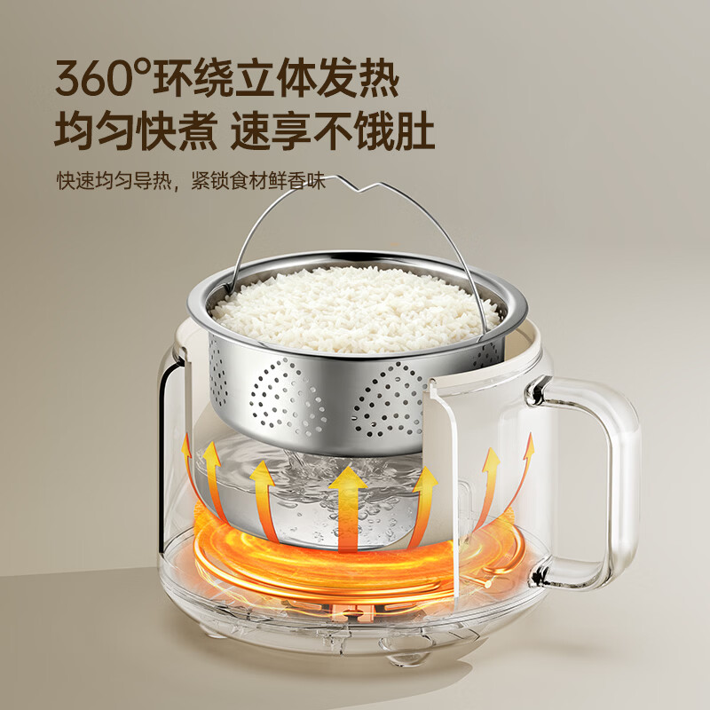 爸比爱婴儿辅食锅低糖电饭煲蒸煮多功能锅电煮锅火锅煮粥煲饭炖锅电蒸锅 升级陶瓷釉不粘内胆【配蒸笼+沥水篮】