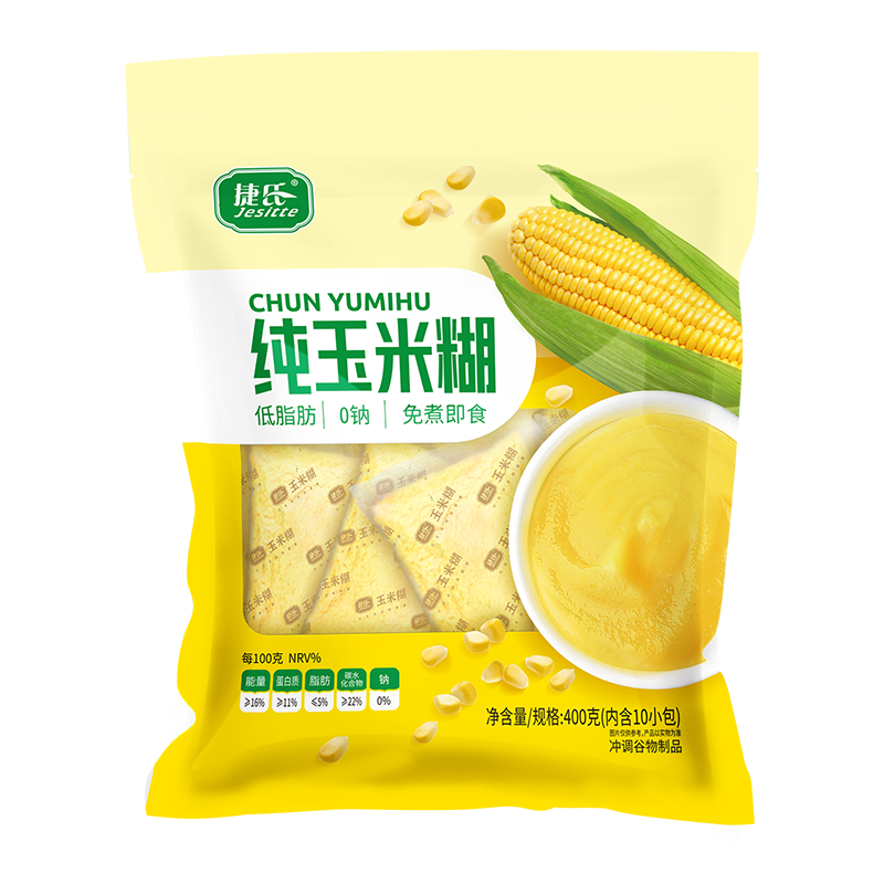 捷氏纯玉米糊400g低脂肪玉米羹无蔗糖玉米粉粗粮营养早代餐冲饮玉米汁