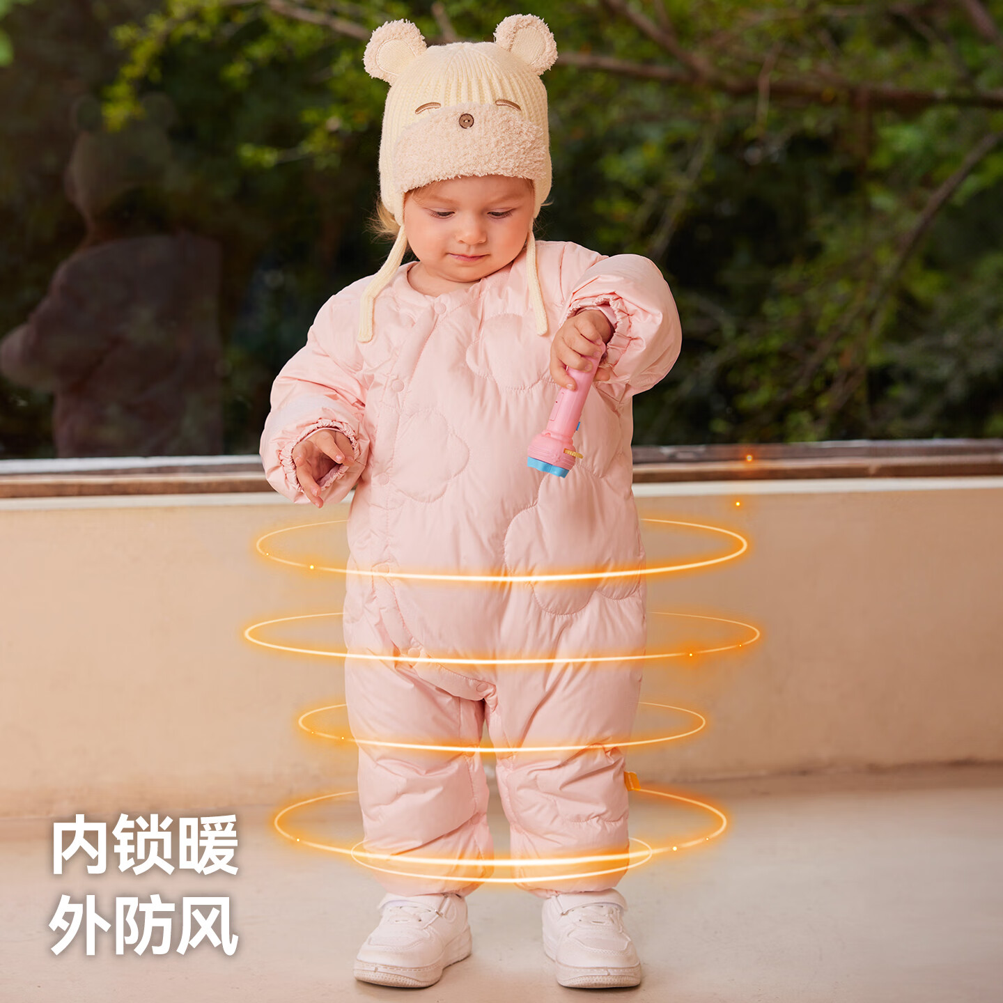 贝肽斯儿童羽绒连体衣男女童外出棉衣秋冬新款白鸭绒轻薄保暖宝宝衣服 米色 (单件装) 66 cm充绒量43g