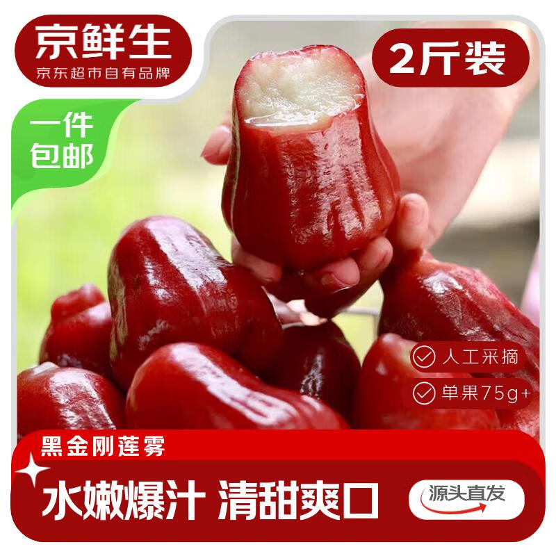 京鲜生 黑金刚莲雾 净重2斤装9-12个 单果100g+生鲜水果源头直发包邮
