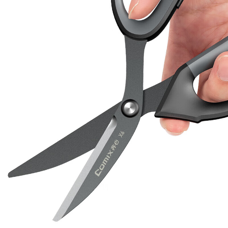 齐心【现货直发】 X6 特氟龙巧力剪刀  办公生活工具剪刀防锈 黑色 180mm