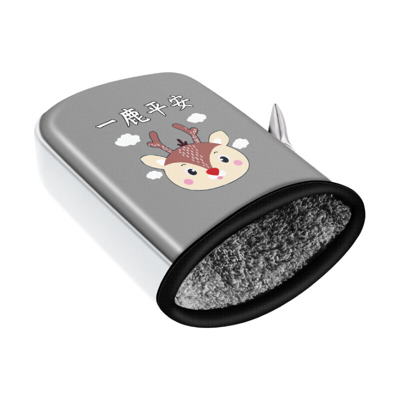 洋臣2026手把套冬季保暖电瓶车手套防水挡风手套加绒加厚护 【加厚绒毛+保暖防水新升级】灰一鹿平安（1套）