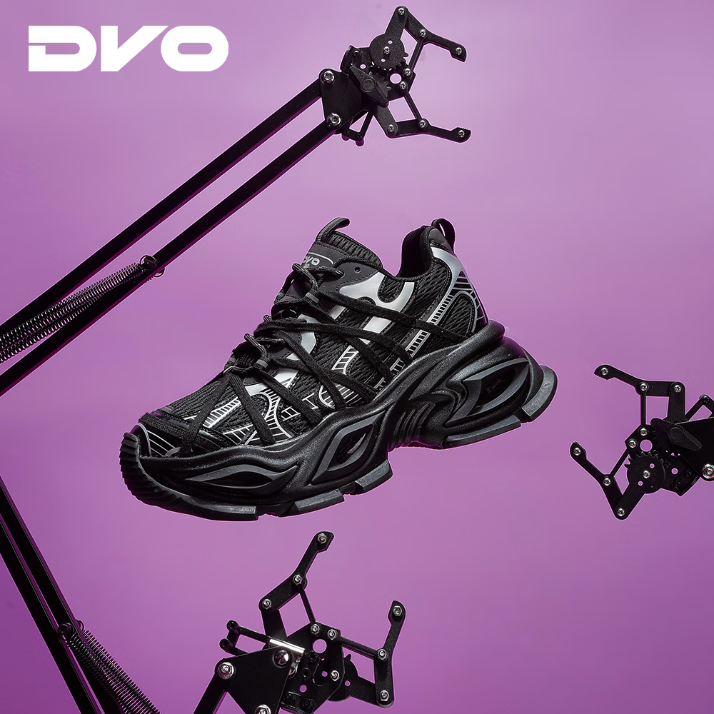 DVO10cm隐形内增高鞋子男款冬季巨好看绑带老爹鞋潮流厚底休闲鞋女 黑色 41 男码