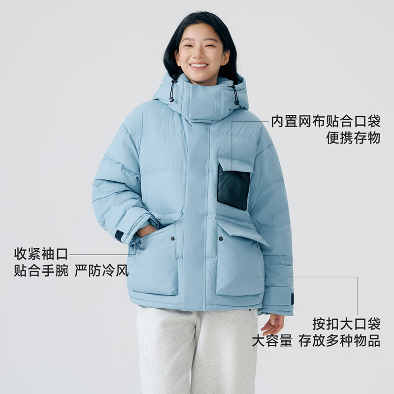 VVCLife羽绒服男女款2025冬季休闲百搭面包服外套 蓝色 S