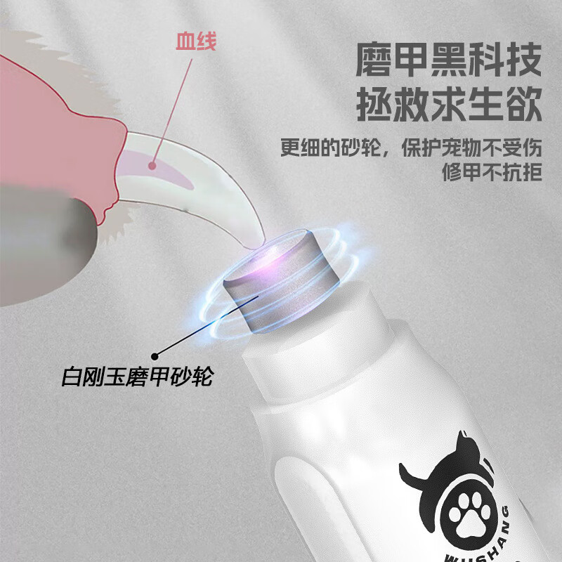温诗欧大客宠物磨甲器电动修甲器指甲钳猫狗美容清洁指甲剪宠物指甲热 白色 电量显示+3档调节