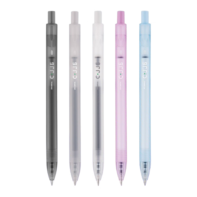 斑马牌(ZEBRA) 中性笔jj6雾透限定签字笔拔帽学生考试笔办公水笔白领C-JJ1 雾透限定【5色套装】 10支装