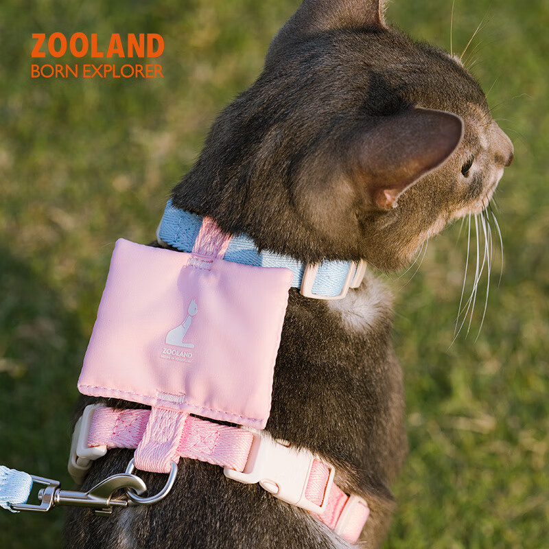 OIMG遛猫咪牵引绳防挣脱外出专用不勒脖工字型胸背溜小猫绳子 翠野 S码(胸围27-35cm)建议3-5斤