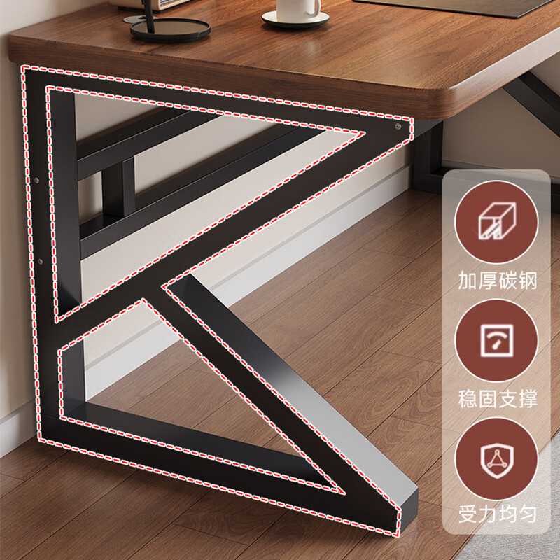 哗禾梧电脑桌家用工作台办公桌双人书桌电竞桌小户型出租房简约写字桌子 【25mm实木桌面】白架+浅胡桃 100*60*75CM