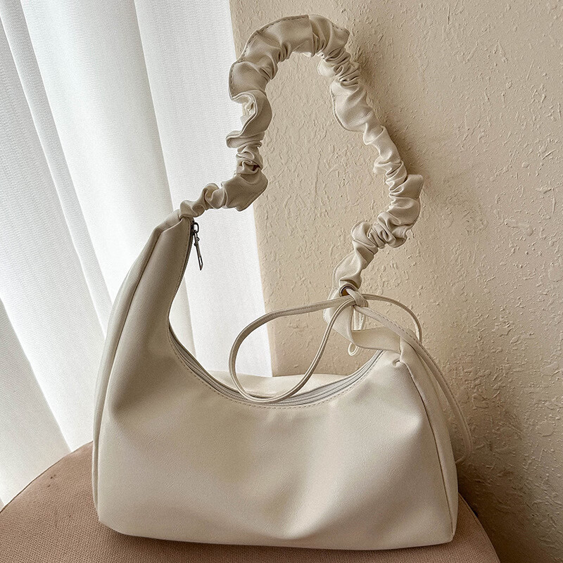 【精选直发】小众高级感腋下包包女2023新款褶皱时尚通勤单肩包百 白色