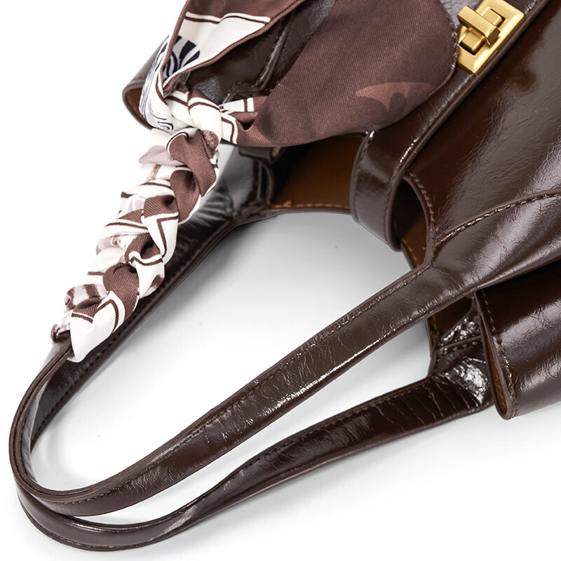 乐其塞文LuckySeven秋冬PU菜篮子手提手拎包斜挎包女生新年礼物通勤 77085 黑色