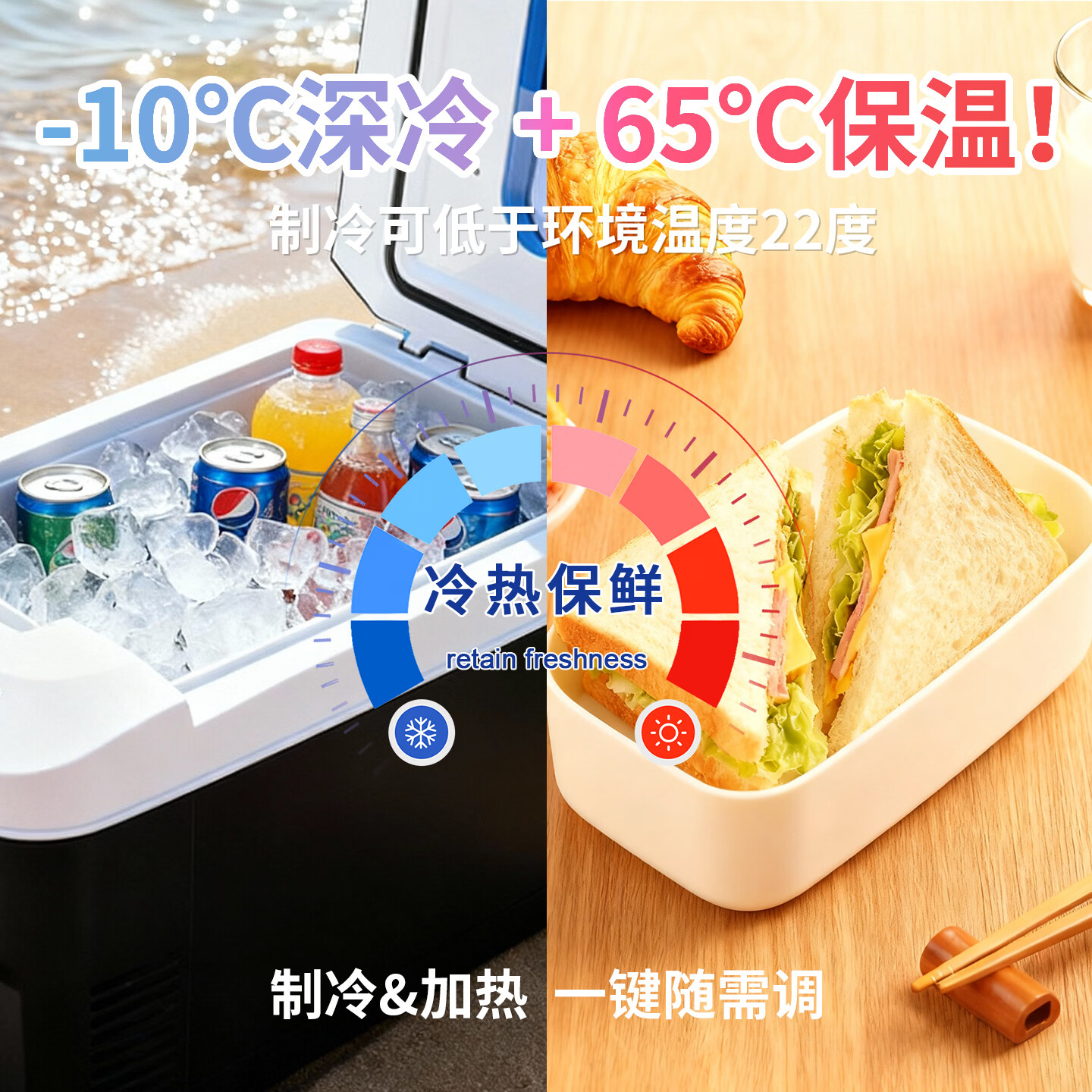 PMG车载冰箱恒温箱可调温度冷藏冷冻12V24V220V可加热车家两用小冰箱 黑色 车家两用 [-10~65°C]恒温冷藏 35L