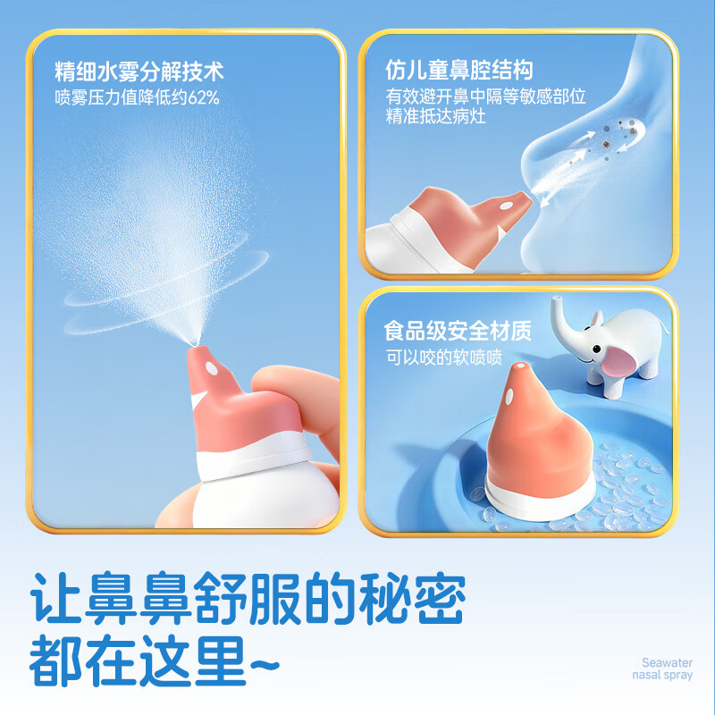 维德(WELLDAY)生理盐水洗鼻器海盐水喷鼻腔喷雾器鼻窦炎喷剂鼻塞鼻腔清洗鼻盐水 【升级柔压】等渗50ml-儿童两瓶装