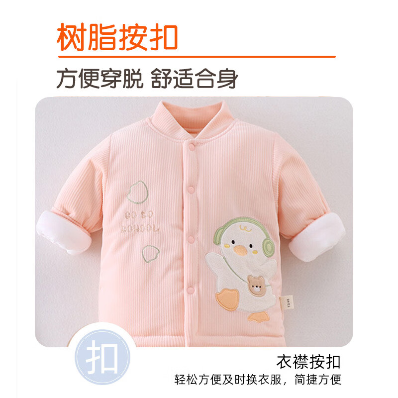 糖贝新生婴儿棉衣分体套装秋冬保暖男女宝宝棉服三层夹棉加厚外套 淡粉【棉服套装】 90 cm 15-24个月(23-28斤)