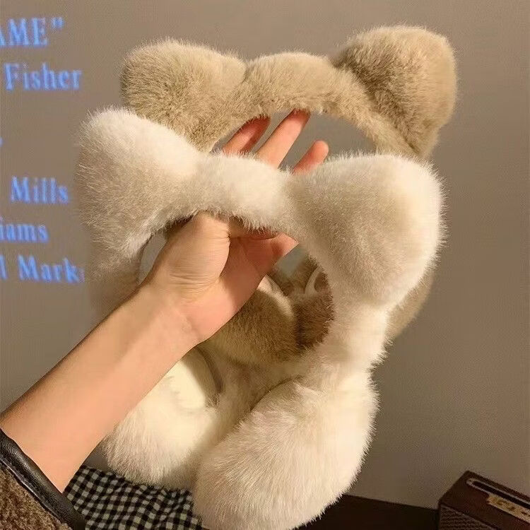 小红书同款冬季耳罩AA 猫耳朵奶咖色耳罩 毛绒包耳暖儿童防冻防寒耳套捂子
