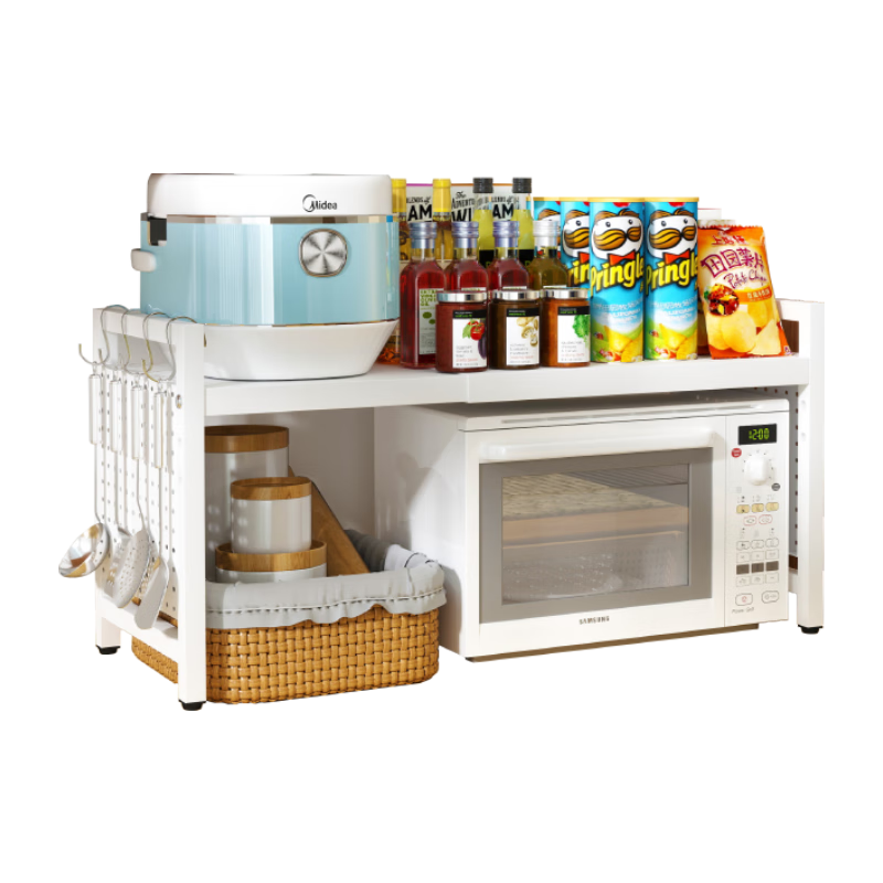 唐辑厨房微波炉置物架可伸缩家用收纳架多功能烤箱架子台面置物架