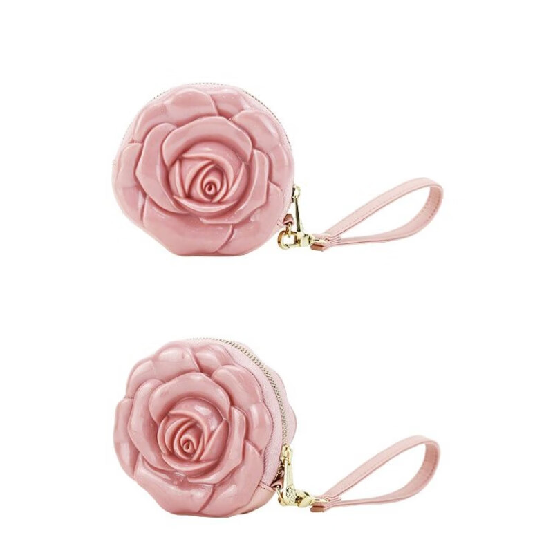 ADAMO安娜玫瑰手袋包手拿包3D立体女士包包时尚迷你零钱包卡包 红棕色