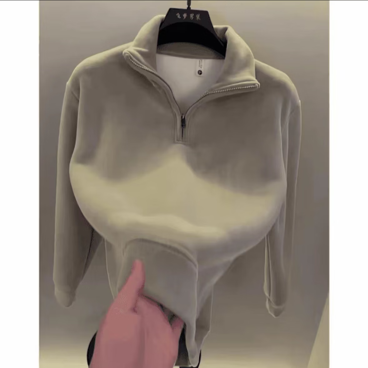 【高档轻奢】轻奢欧货长袖时尚休闲百搭秋冬立领半拉链卫衣宽松xx 卡其色 加绒 【一件过寒冬】 M 建议【90-115斤】