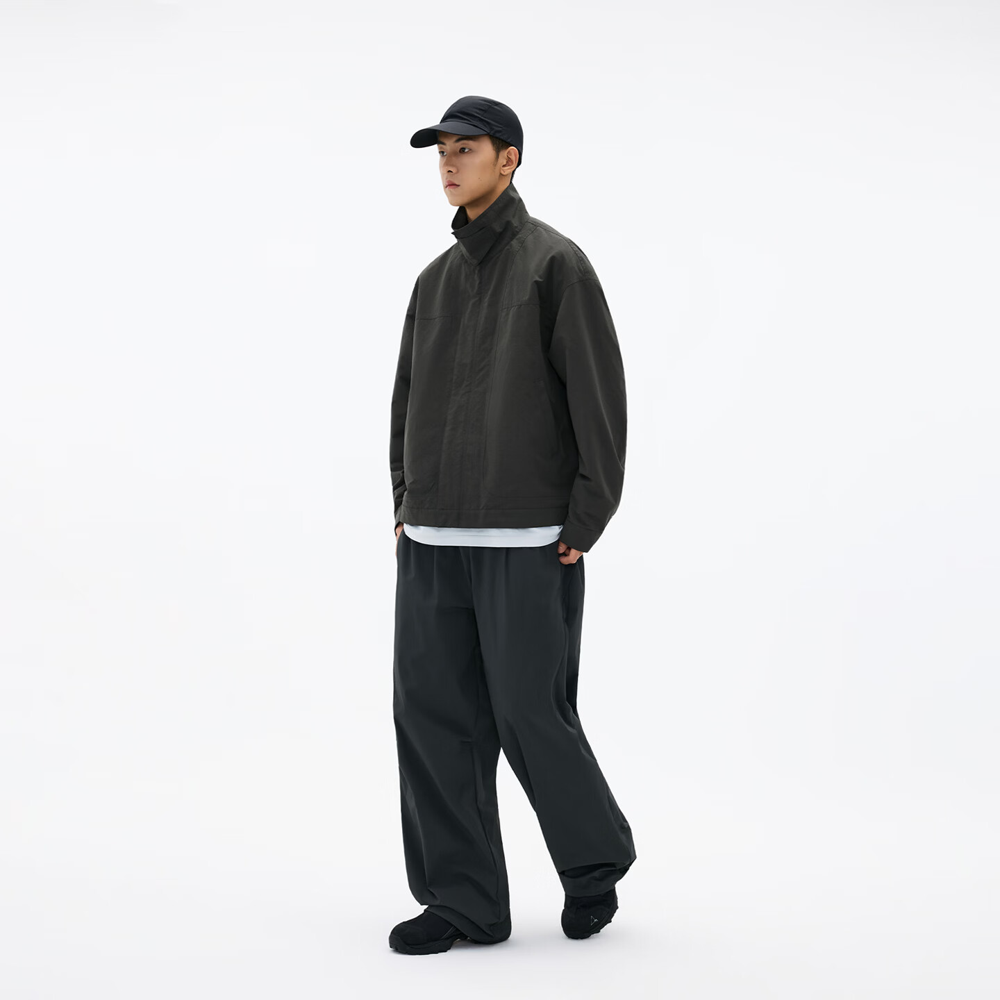 熊猫·本（ben.panda）工装立领夹克男防泼水户外休闲两用领外套2026新款 深橄榄绿 L