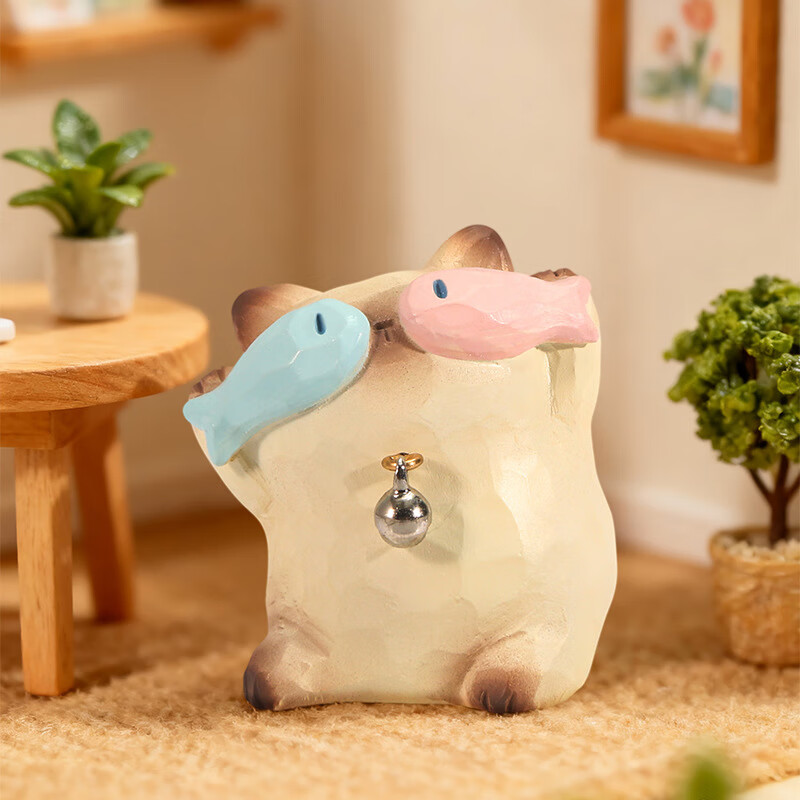 兰比嘟可爱猫猫盲盒摆件创意解压治愈办公室桌面萌宠公仔装饰手办送女生 猫猫PAI小陪伴日常盲盒【端盒6个】