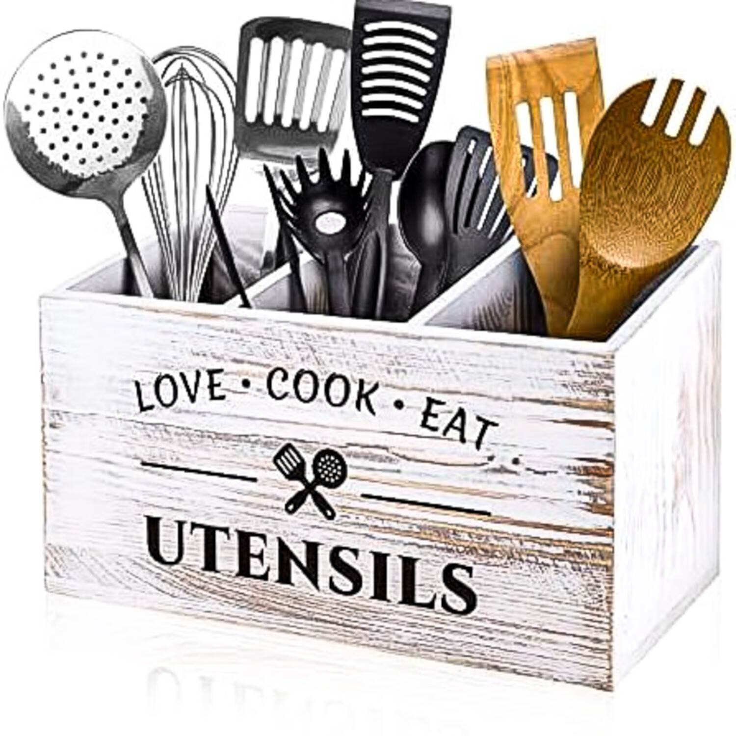 欧式刀叉收纳盒 家用厨房分格分类木质整理盒 筷子勺子餐具置物架 灰色(长30CM,宽12CM,高17CM)